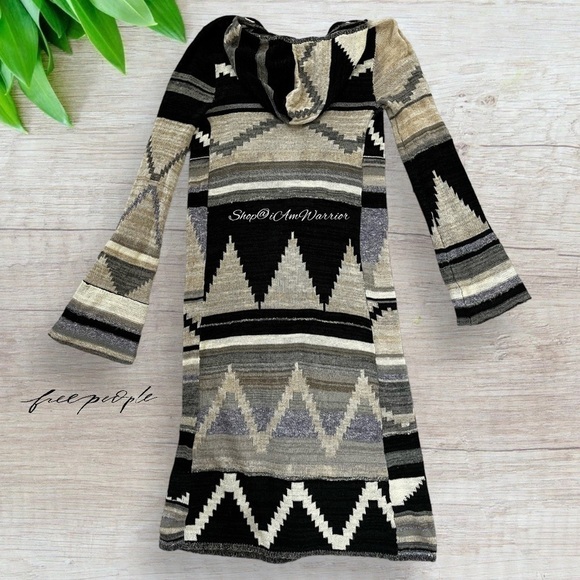 Free People Aztec pattern hooded duster cardigan sweater *sho@iamwarrior - Picture 5 of 10
